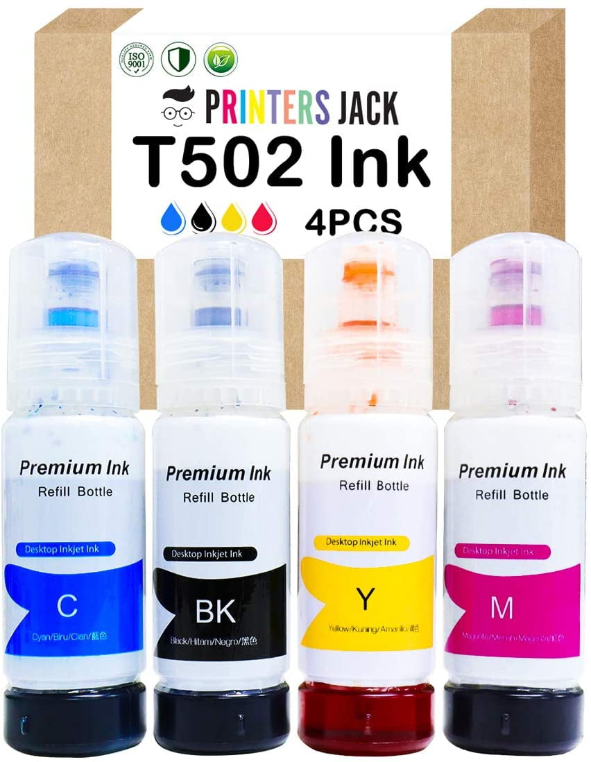 Printers Jack Compatible T502 Ink Bottles Refill for Epson EcoTank