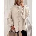 thumbnail image 3 of BTFBM Cardigan Sweaters for Women Fall Clothes Lantern Long Sleeve Button Open Front Chunky Knit Oversized Sweater, 3 of 10