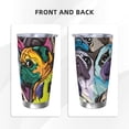 thumbnail image 3 of Picia Colorful Pug Pattern 20 oz Tumbler Stainless Steel Vacuum Insulated Coffee Ice Cup Double Wall Travel Flask Dual Lid Water Bottle, Eco-friendly Car Cup, 3 of 8