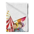 thumbnail image 2 of Circus Soft Flannel Fleece Throw Blanket, Show Kids Animals Smiling Magician Childhood and Happiness Themed Illustration, Cozy Plush for Indoor and Outdoor Use, 70" x 90", Multicolor, by Ambesonne, 2 of 5