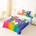 thumbnail image 3 of Manfei Watercolor Rainbow Twin Sheets, Modern Street Art Bedding, Orange Blue, 3-Piece, 1 Flat Sheet, 1 Fitted Sheet and 1 Pillowcase, 3 of 6