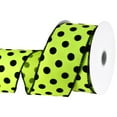 thumbnail image 3 of Homeford Halloween Flocked Polka Dots Satin Wired Ribbon, 2-1/2-inch, 10-yard, Lime, 3 of 3