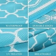 thumbnail image 3 of Outdoor Rug 10x14 Reversible Mats, Plastic Straw Rug, Large Floor Mat and Rug for Outdoors, Modern Area Rug, Patio, Backyard, Deck, Picnic, Beach, Trailer, Camping, Teal/White(Geometric), 3 of 8