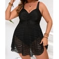thumbnail image 4 of Sevevn Women's Plus Size Swim Dress V Neck Ruched Lace One Piece Swimsuit with Briefs Black 2XL, 4 of 8