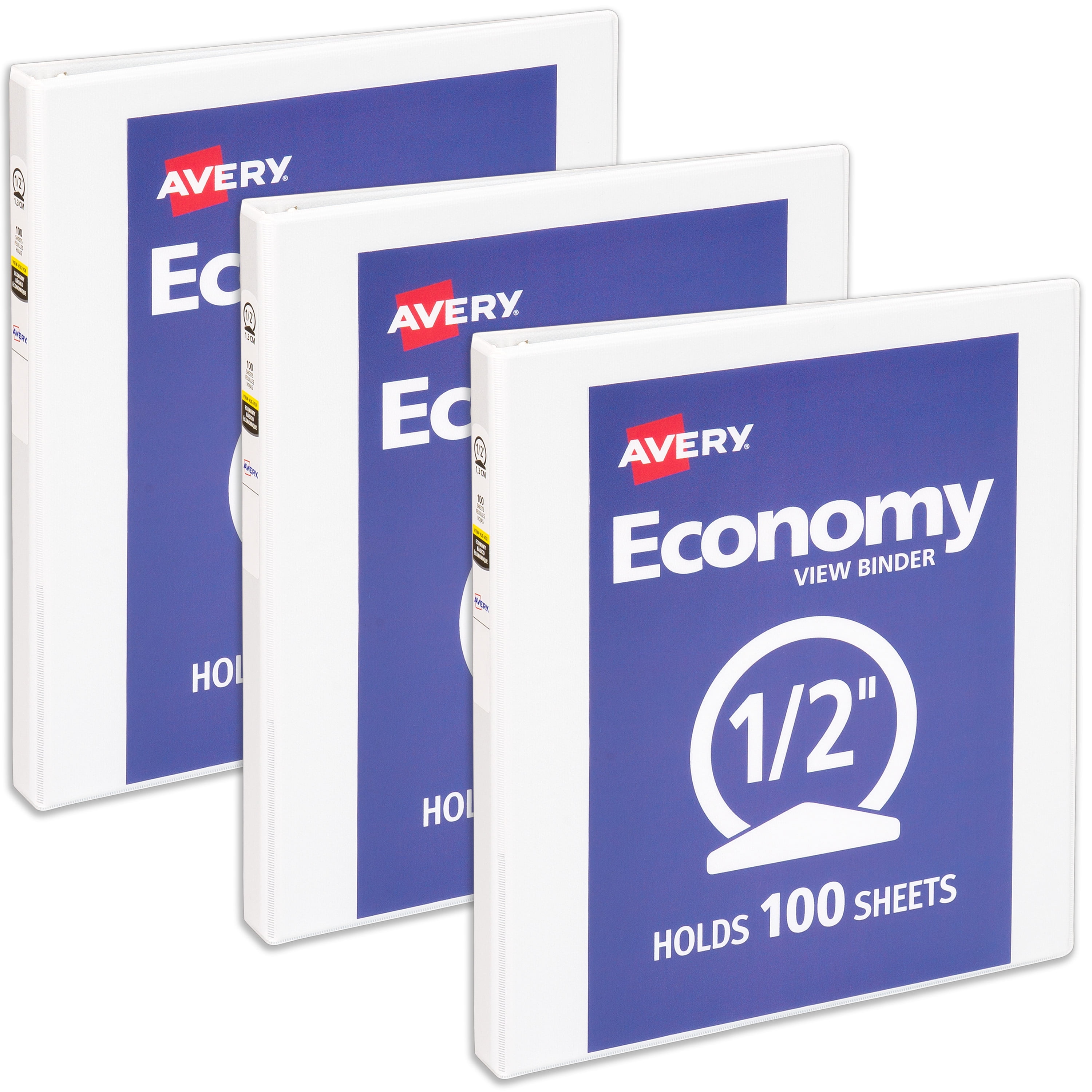 Avery Economy View Binders With Round Rings White Recycled 1-1/2" Rings 12PK 