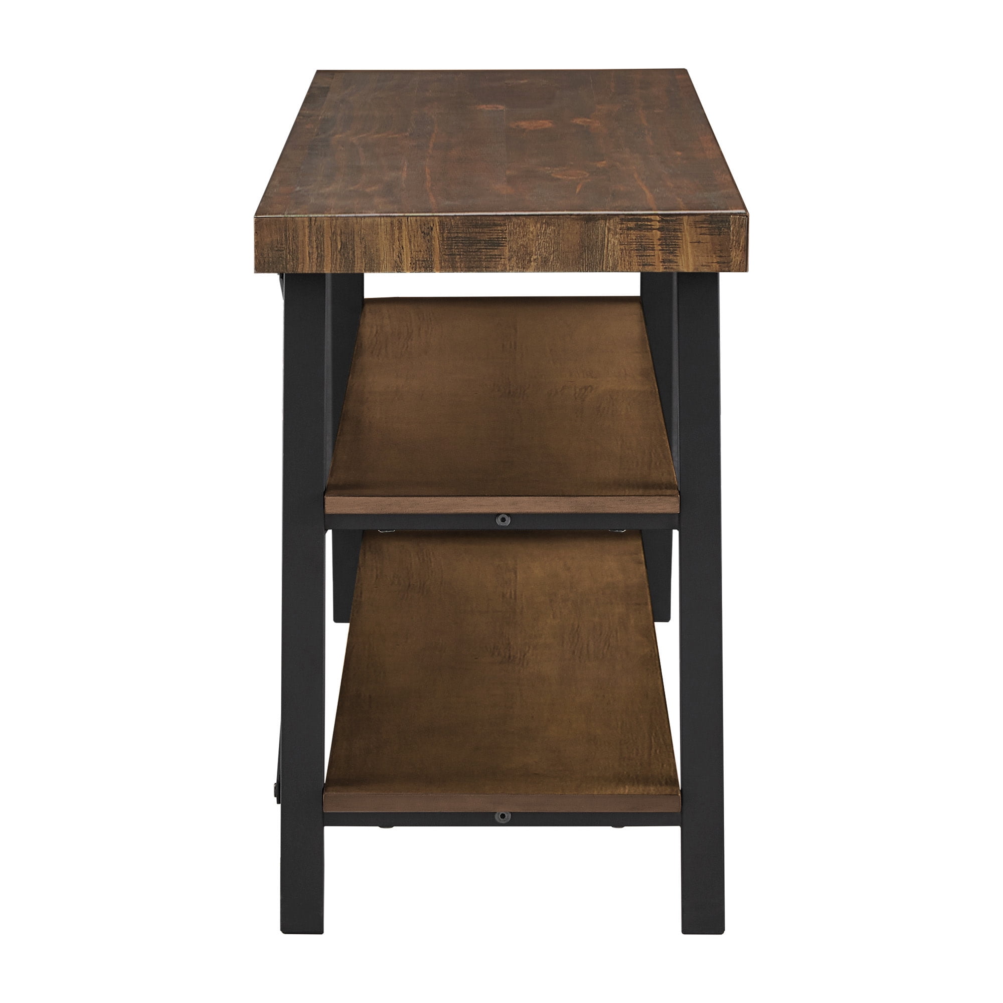 Weston Home Westyn Rustic X-Base Wood and Metal TV Stand for TVs up to 65", Brown Finish