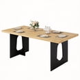 thumbnail image 1 of 71 Inch Dining Table for 6 to 8 People, Modern Long Rectangular Kitchen Table with Pedestal Base, Large Spacious Tabletop for Dining Room Conference Home Office, Natural Wood Top Black Frame, 1 of 7