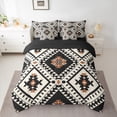 thumbnail image 2 of jejeloiu Brown Beige Black 7pcs Bedding Comforter Set,Boho Exotic Style Queen Bedding Sets,Rustic Aztec Rhombus Queen Sheet Sets For Adults,Super Cozy Room Decor Reversible, 2 of 8