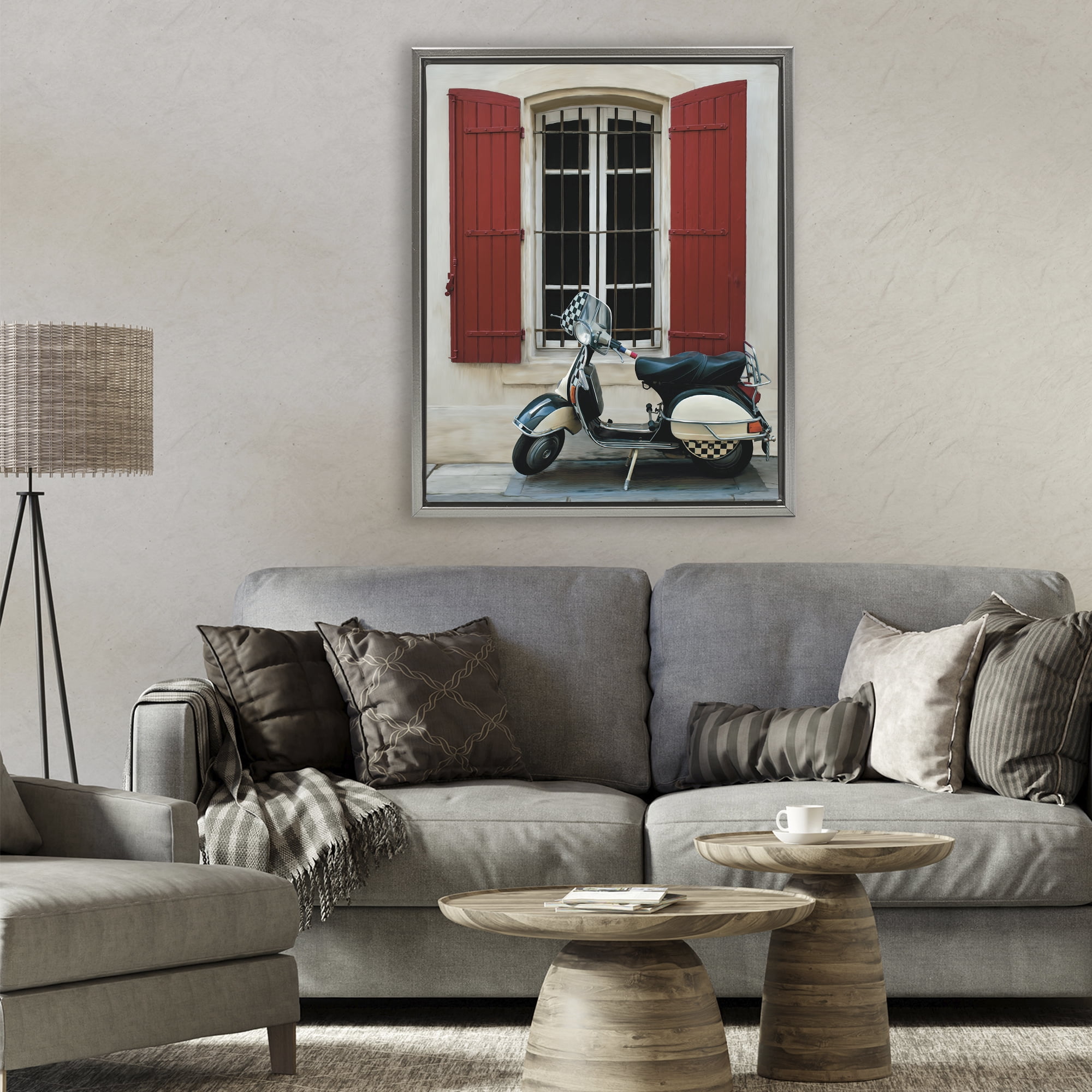 Stupell Industries Two Wheel Dream Gray Framed Floater Canvas Wall Art, design by Renel Peters