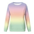 thumbnail image 5 of HAPIMO Women's Crew Neck Sweatshirts Fall Loose Basic Tops Pockets Fashion Workout Regular Fitted Casual Long Sleeve Tees Gradient Blouses Pink XXL, 5 of 6