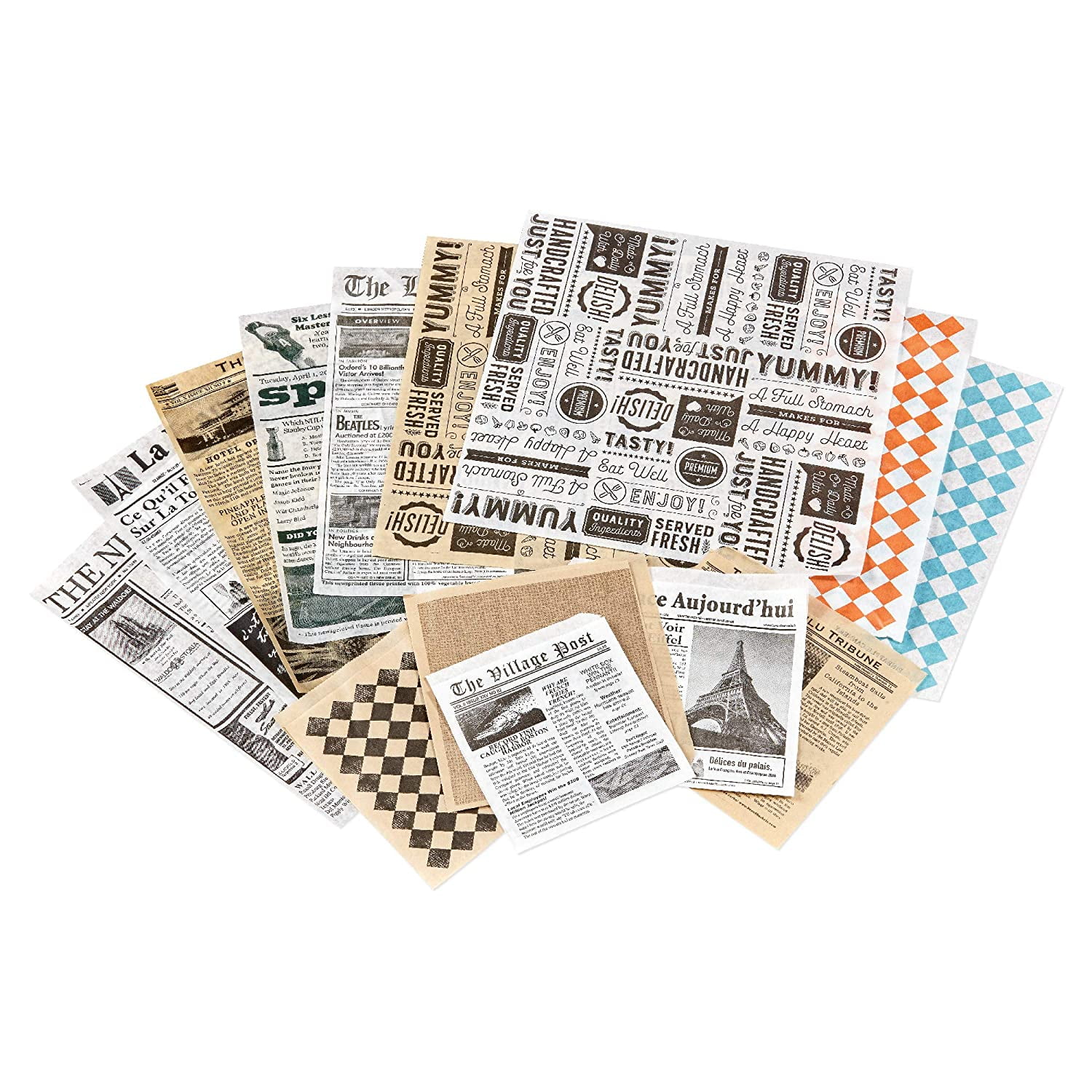 G.E.T. 4-TE1050 Appetizer / Serving Basket Tissue Liner Paper, 12" x 12", Cuban Newsprint (Case of 1000)