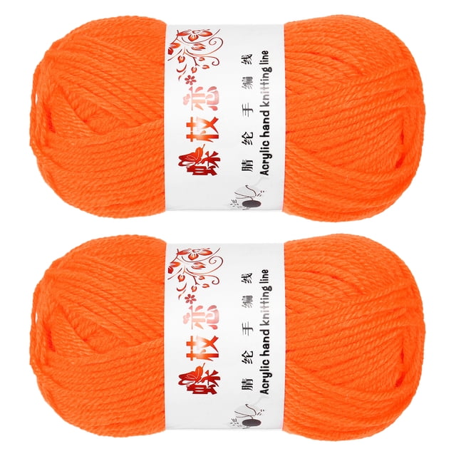 2PCS Crocheting Yarn,Orange 4 Ply Acrylic Yarn 100g,197 Yards