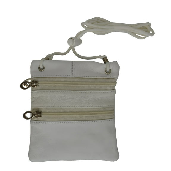 Small Leather Purse Organizer Shoulder Bag 3 Zipper Pocket Travel