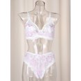 thumbnail image 2 of INSPIRE CHIC Women's Plus Size Floral Lace Mesh Push-Up 2-Hook Lace Trim Bra and Panty Set, 2 of 6