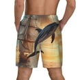 thumbnail image 2 of Lsque Mens Swim Trunks Sailing Dancing Dolphin Pattern - Bathing Suit Compression Liner - Beach Swim Shorts Swimwear - (S-3XL) - Stretch Quick Dry -Large, 2 of 9