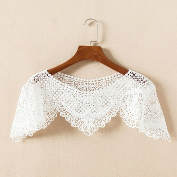 Aellinatey Embroidery Floral Lace Shawl Wrap Shrug Mesh Tassel Wedding Capelet Cover Up