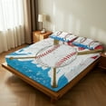 thumbnail image 2 of WASFDN Baseball Sheet Set Sports Theme Bedding Set for Kids 3D Baseball Pattern Bed Sheets Baseball Games Bed Sheet Set Room Decor,Twin Size,Baseball B, 2 of 7