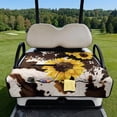 thumbnail image 2 of Xixirimido Portable Golf Cart Seat Covers, Quilted Golf Cart Seat Towel Blanket with 4 Pockets Universal Fit for EZGO Club Car and More 2 Person Seats Carts, Cowhide Sunflower, 2 of 8