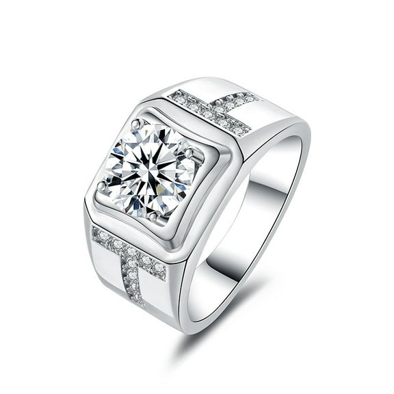 2 Carat Moissanite Rings for Men Engagement Ring Mens Diamond Wedding Bands 18K Sterling Silver Moissanite Promise Rings Moissanite Jewelry for Men