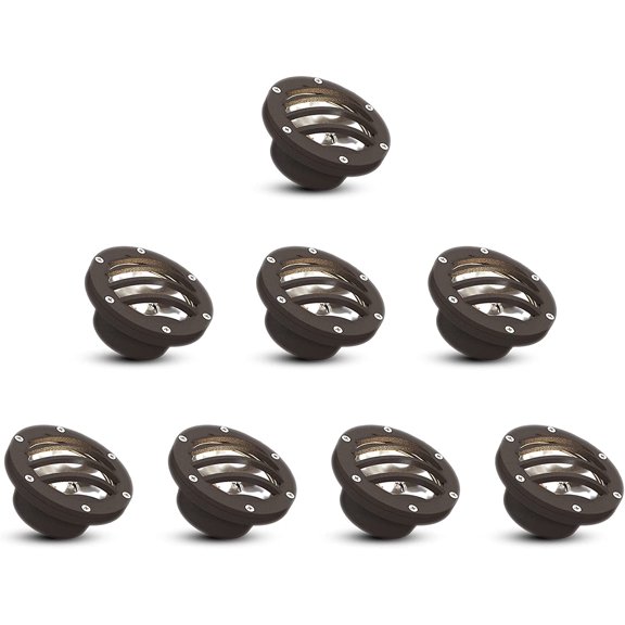 GOODSMANN 8PK Landscape Lighting Well Light Low Voltage Outdoor Deck Light Yard Garden Patio In-ground Light, 4W, 200LM, 2800K, Charcoal Brown 9121-23501-08A