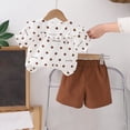 thumbnail image 6 of Lovzfmll 2-Piece Polka Dot Bow Top Set for Girls, Short Sleeve Peter Pan Collar Top & Shorts, Casual Outfits for Toddler 3-4 Years, 6 of 6