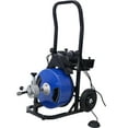 thumbnail image 3 of Commercial Sewer Snake Drill Drain Auger Cleaner Cable 60-Feet Long 1/2" (4)-Cutter Set & Foot Switch with Wheel,, 3 of 20