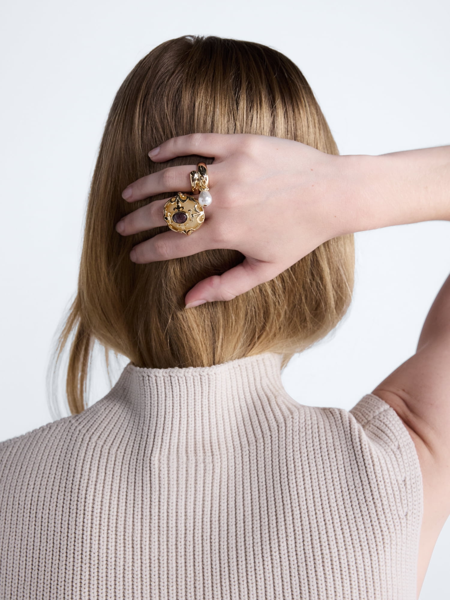 Scoop Scroll and Wrap Rings, Gold-Tone, 2-Piece Set