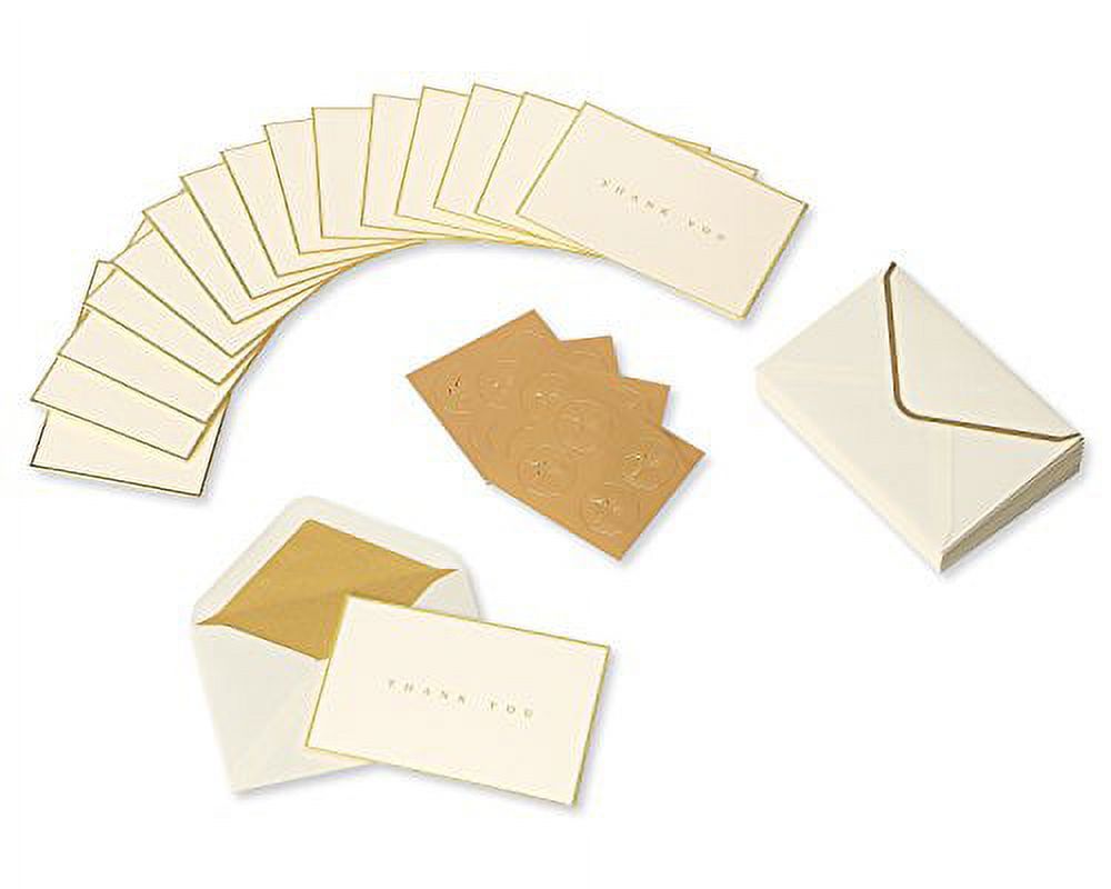 Papyrus Thank You Cards with Envelopes, Gold Border (16-Count