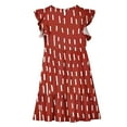 thumbnail image 3 of Eltusu Casual Dresses for Girls, Printed Ruffle Sleeve Crewneck Short Sleeve Summer Dress Red Size 13-14 T, 3 of 7