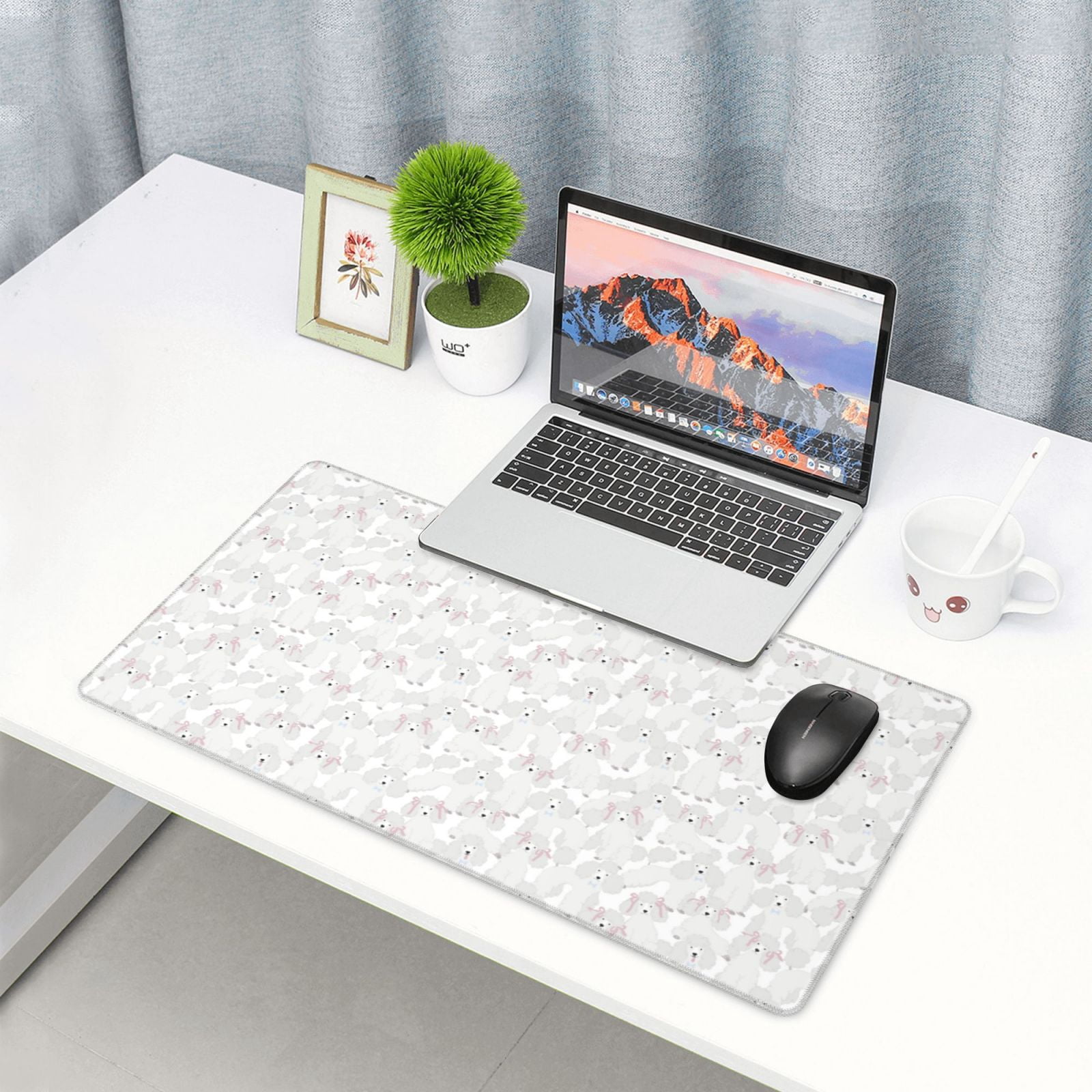 Kdxio Cute Poodle Dog Print Large Gaming Mouse Pad,Non-Slip Base,Water Resist Keyboard Pad for Gamer,Office & Home,29.5 x 15.8 in