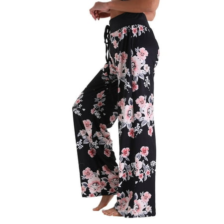 

Womens Comfy Stretch Pajamas Pants Casual Loose High-Waist Drawstring Wide-Leg Sleepwear Palazzo Loungwear for Women