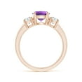thumbnail image 2 of ANGARA Natural 1.15 ct Amethyst and Diamond Three Stone Engagement Ring in 14K Rose Gold for Women (Size-7mm) | February Birthstone, Anniversary, Jewelry Gift for Women | Natural Amethyst Ring, 2 of 9