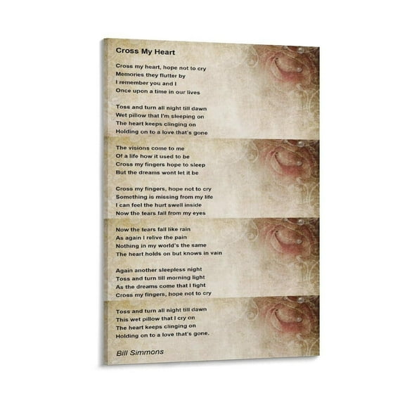 Cross My Heart Poem by Bill Simmons Poster Canvas Painting Posters And Prints Wall Art Pictures for Living Room Bedroom Decor