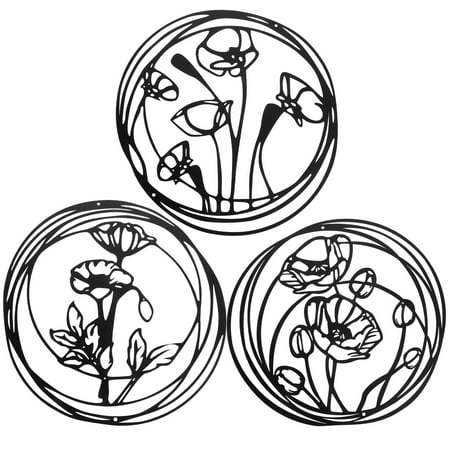

HEMOTON 3Pcs Living Room Flower Wall Art Decor Metal Hanging Wall Decor Wall Hanging Flower Decor