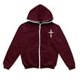 thumbnail image 2 of Jesus Hoodie for Men Vintage Cross Print Long Sleeve Zip Up Hoodies Casual Fall Winter Hooded Jacket Streetwear Relaxed Fit Hoodies Men, 2 of 3