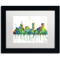 Trademark Fine Art "Denver Colorado Skyline Mclr-1" Canvas Art by Marlene Watson, White Matte, Black Frame