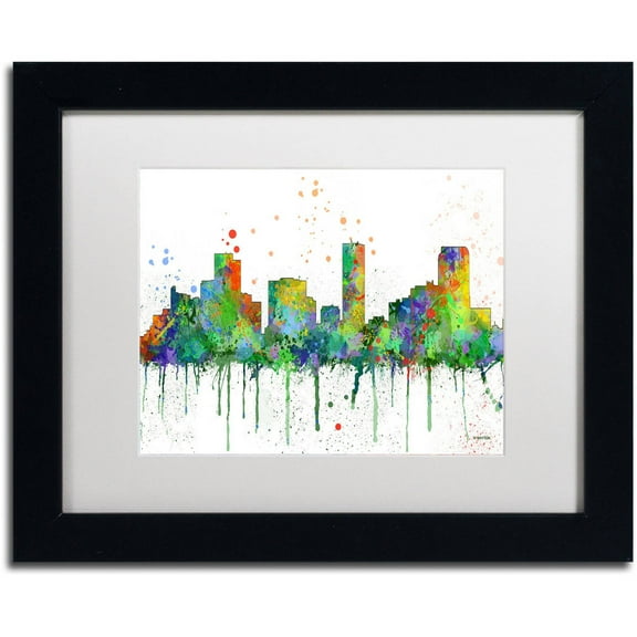 Trademark Fine Art "Denver Colorado Skyline Mclr-1" Canvas Art by Marlene Watson, White Matte, Black Frame