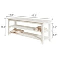 thumbnail image 3 of Vlush Shoe Rack Bench,3 Tier Wooden Storage Bench, Shoe Organizer or Entryway Bench, Good Load Bearing, Ideal for Entryway Hallway Living Room and Corridor(White 47.2"), 3 of 5