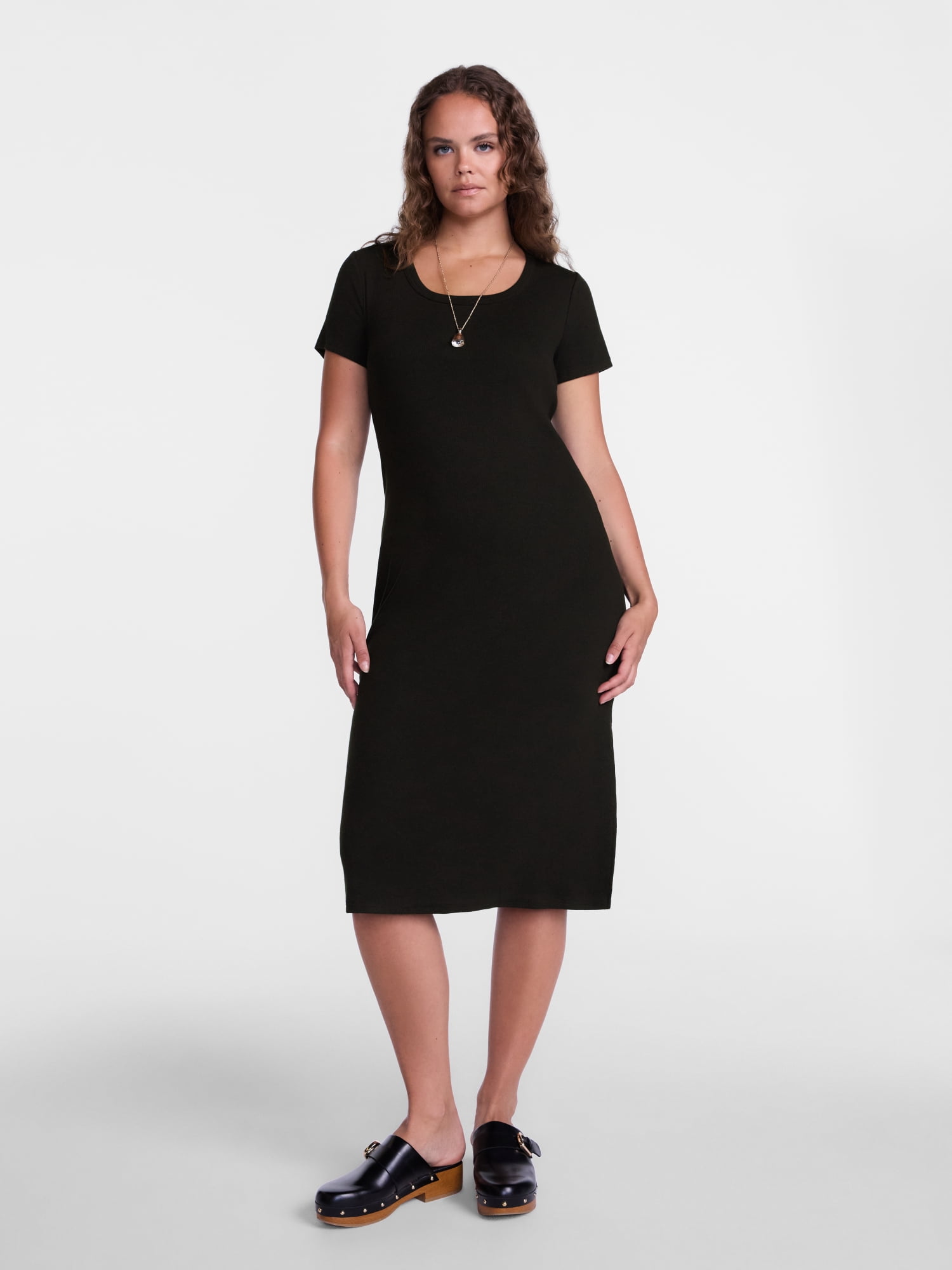 Scenario Women's Scoop Rib Midi Dress, Sizes XS-XXXL