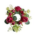 thumbnail image 5 of FashionCha Candle Ring Candleholder Table Centerpiece Candlestick Holder Artificial Flowers Red, 5 of 9