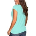 thumbnail image 4 of Women's Short Sleeve Round Neck T Shirt Front Twist Tunic Tops Casual Loose Fitted, 4 of 10