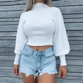 thumbnail image 5 of Fashion Women Casual Solid High-necked Long Sleeve Sweater Blouse Tops Clutch Band Sweatshirt Long Sleeve Sweatshirt Garment Dyed Lightweight Sweaters for Women Old Man Sweater Mens Sweaters for Men, 5 of 7