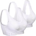thumbnail image 2 of QLEICOM Everyday Bras for Women, Women's Comfort Lift Wirefree Bra Plain Color Front Cross Side Lace Sports Bra Full Cup Bra Vest Tops Bras No Underwire White Cup 44/95D, 2 of 6