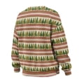 thumbnail image 5 of SCRAWLGOD Christmas Tree Stripe Print Green Beige Womens Crewneck Sweatshirt Casual Loose Fit Tops Long Sleeve T Shirt with Pockets Comfortable Fashion Oversized Fall Winter Clothes, M, 5 of 7