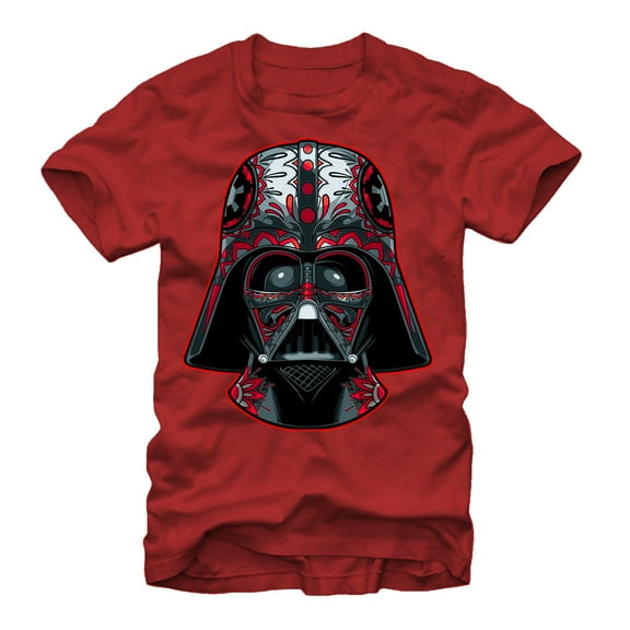 Men's Star Wars Darth Vader Helmet Markings Graphic Tee Red Large