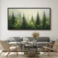 thumbnail image 2 of Large Framed Canvas Print Mistry Pine Forest Wall Art Decorative Ready to Hang Painting for Living room Bedroom - 60"x30" Black Frame, 2 of 9