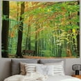 thumbnail image 2 of PRATYUS  Woodland Tapestry, Deciduous Forest Trees in Summertime Foliage Sun Rays Romantic Holidays Scenic Image, Wide Wall Hanging for Bedroom Living Room Dorm, Multi Size, Green Yellow Painting, 2 of 6