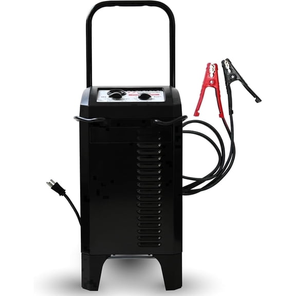 Electric Wheeled Manual 10A Car Battery Charger and 250A Engine Starter, 50A Boost, 12V Sport, Auto, and Marine Batteries,2-in-1 Solution