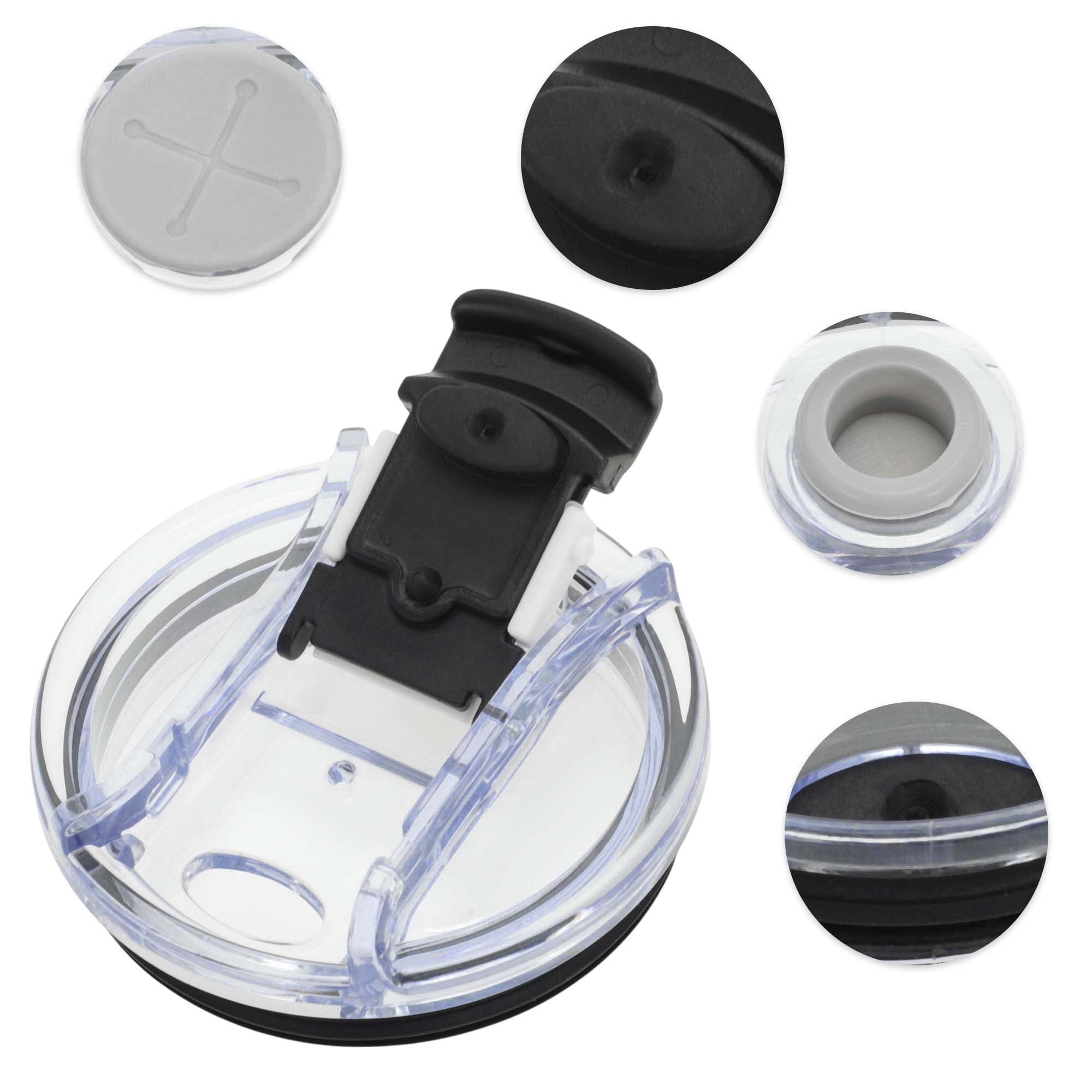 Unique Bargains 1 Pc Portable Tumbler Lid for Office Use Travel Purposes White, Black
