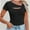 Black, variant on Womens Fashion Fall Clothes One Piece Cutout Tops short Sleeve Slim Fitted Shirts Tee Tshirts